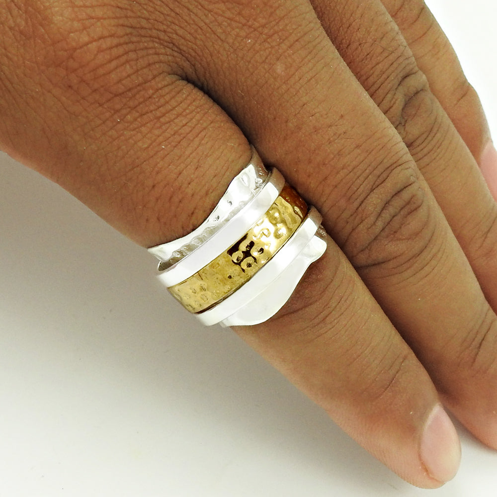 Spinner Ring Gold Plated Solid 925 Sterling Silver Handmade Jewelry