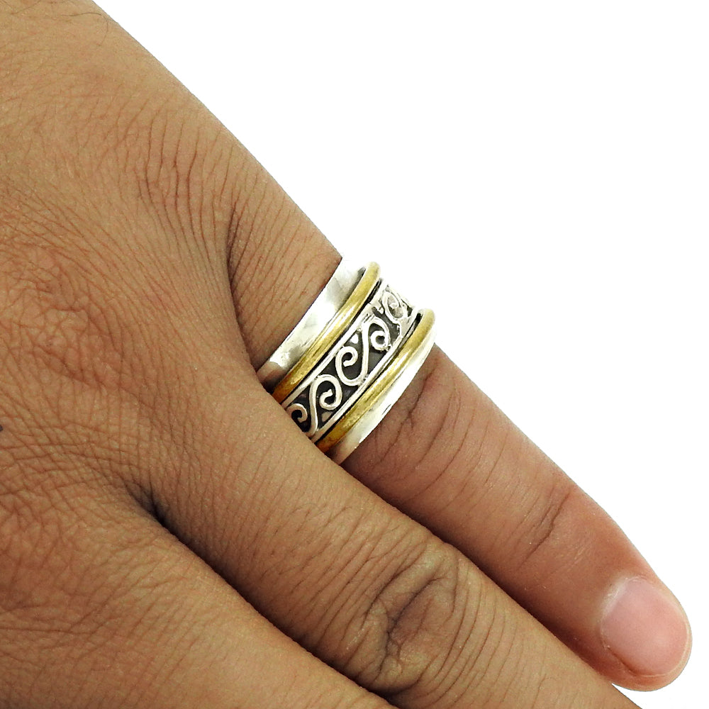 Spinner Ring 925 Solid Sterling Silver Handmade Band Jewelry W3