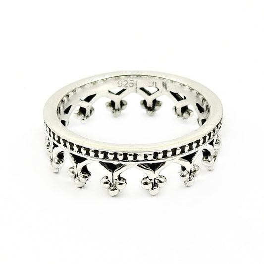 925 Sterling Silver Crown Ring Handcrafted Band Women Jewelry