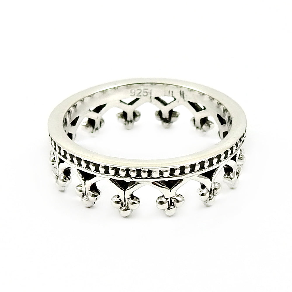 925 Sterling Silver Crown Ring Handcrafted Band Women Jewelry