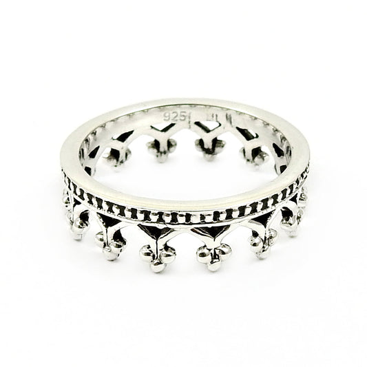 925 Sterling Silver Crown Ring Handcrafted Band Women Jewelry