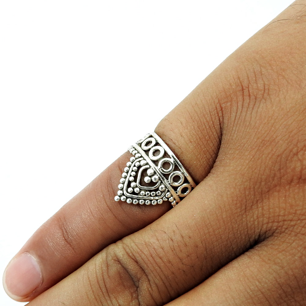Solid 925 Sterling Silver Crown Ring Band Jewelry
