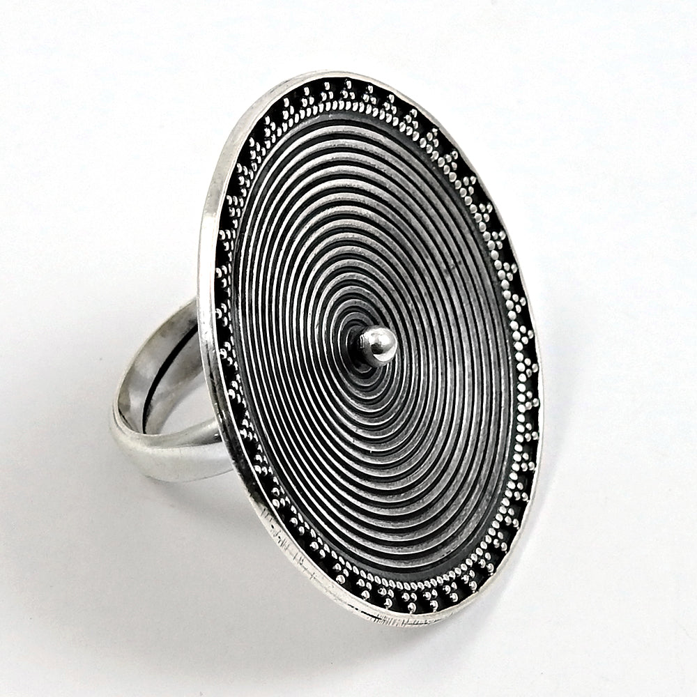 925 Sterling Silver Adjustable Cocktail Ring Handcrafted Jewelry