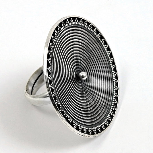 925 Sterling Silver Adjustable Cocktail Ring Handcrafted Jewelry