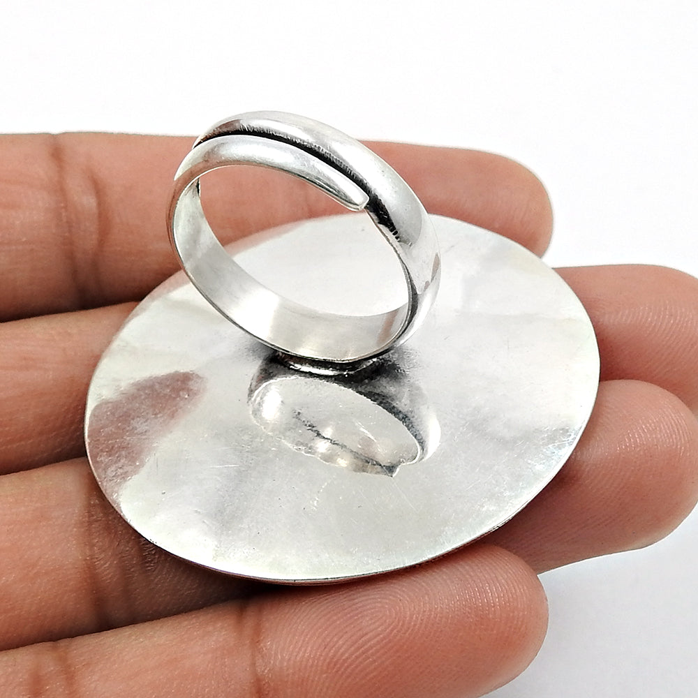 925 Sterling Silver Adjustable Cocktail Ring Handcrafted Jewelry