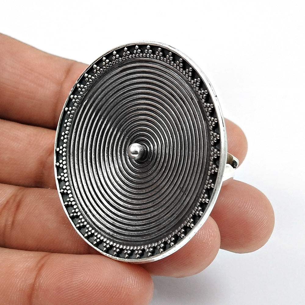 925 Sterling Silver Adjustable Cocktail Ring Handcrafted Jewelry
