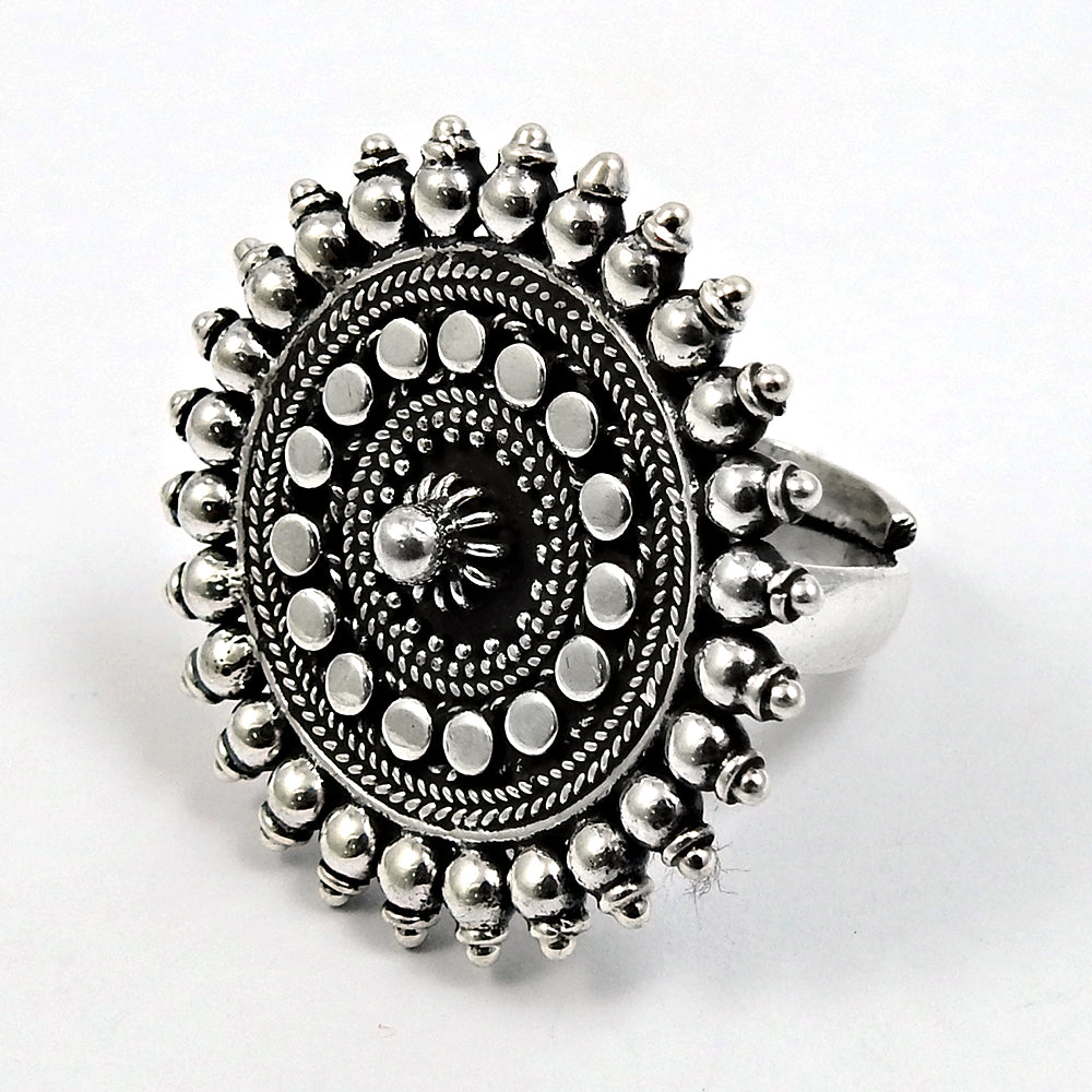 Indian Artisan Solid 925 Sterling Silver Adjustable Ring
