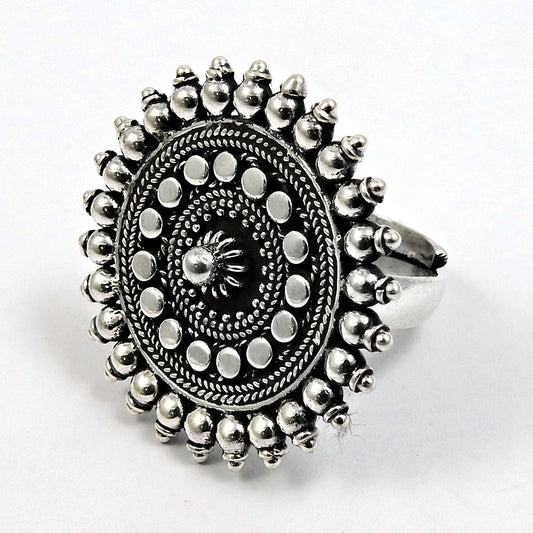 Indian Artisan Solid 925 Sterling Silver Adjustable Ring
