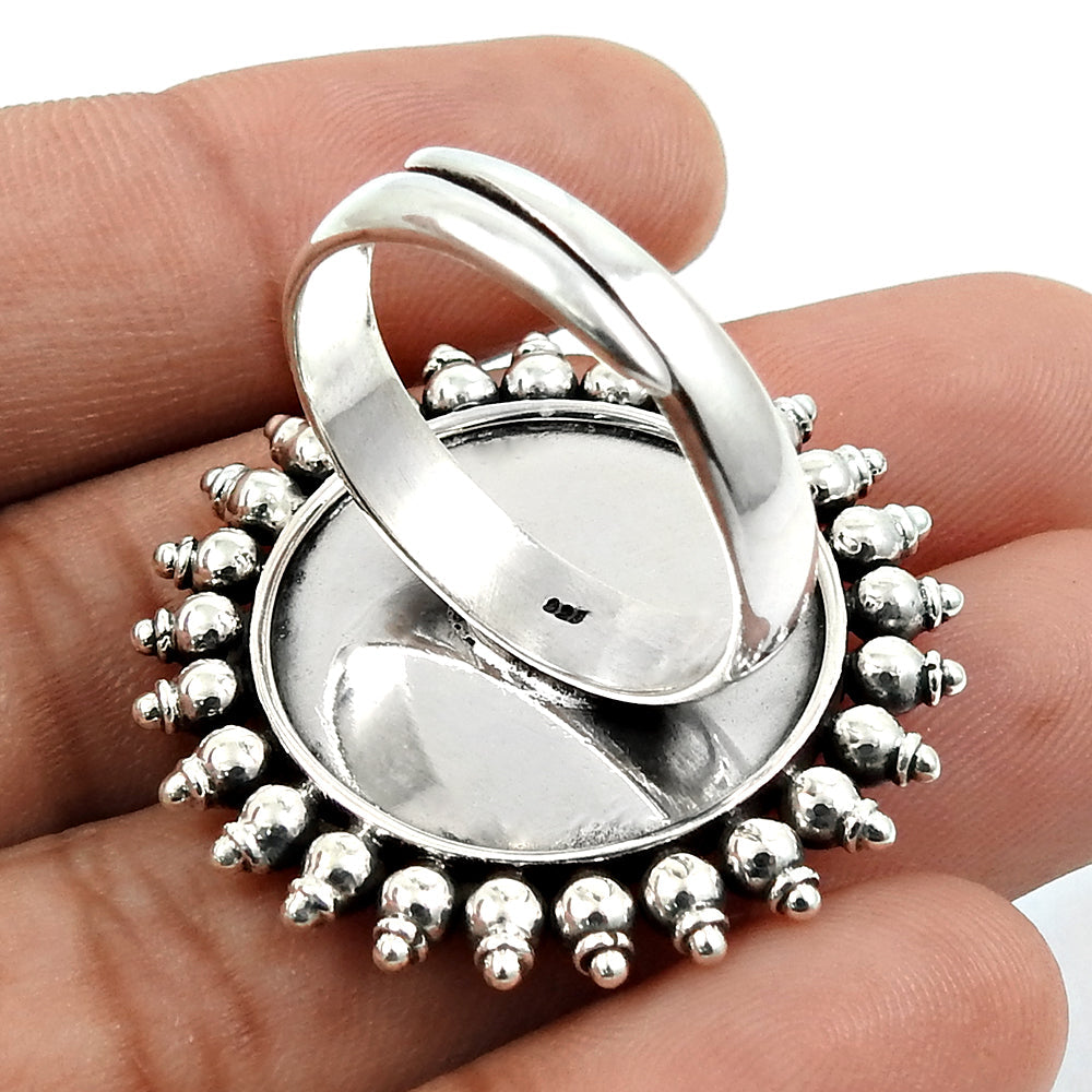 Indian Artisan Solid 925 Sterling Silver Adjustable Ring