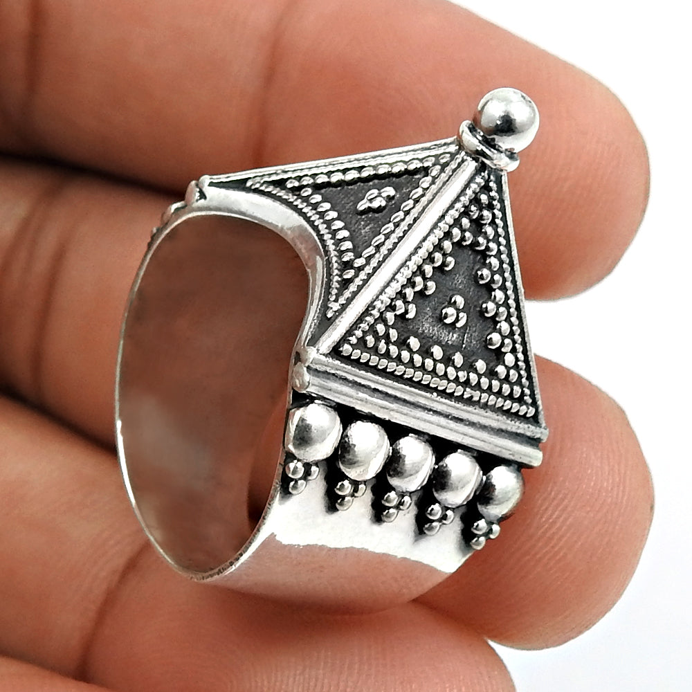Indian Handmade 925 Solid Sterling Silver Artisan Adjustable Ring