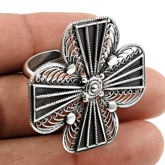 925 Solid Sterling Silver Indian Artisan Statement Ring Jewelry