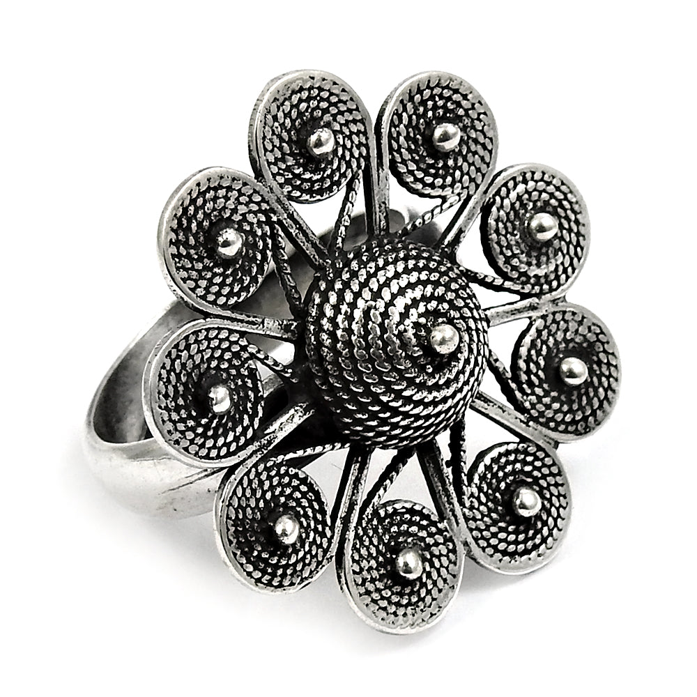 925 Sterling Silver Flower Ring Handcrafted Band Jewelry