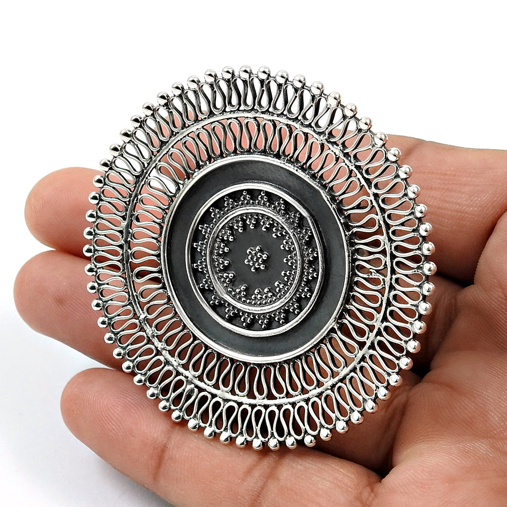 Statement Antique Filigree Ring 925 Solid Sterling Silver Jewelry