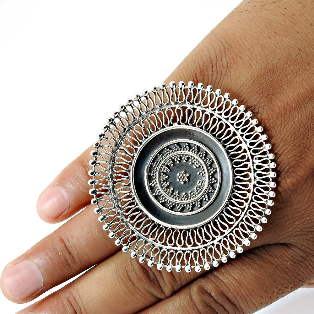 Statement Antique Filigree Ring 925 Solid Sterling Silver Jewelry