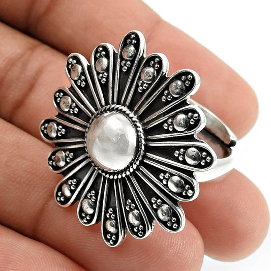Cocktail Flower Ring 925 Solid Sterling Silver Handmade Indian Jewelry