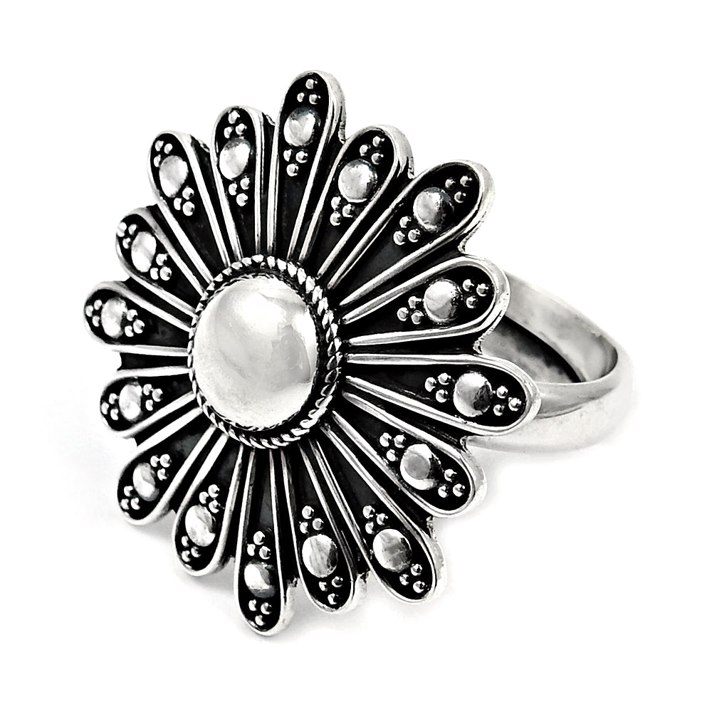 Cocktail Flower Ring 925 Solid Sterling Silver Handmade Indian Jewelry