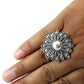 Cocktail Flower Ring 925 Solid Sterling Silver Handmade Indian Jewelry