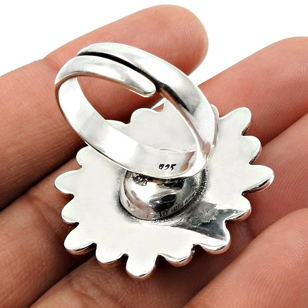 Cocktail Flower Ring 925 Solid Sterling Silver Handmade Indian Jewelry