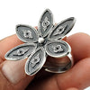 925 Sterling Oxidized Silver Band Flower Ring Handcrafted Jewelry Y3