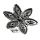 925 Sterling Oxidized Silver Band Flower Ring Handcrafted Jewelry Y3