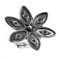 925 Sterling Oxidized Silver Band Flower Ring Handcrafted Jewelry Y3