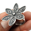 925 Sterling Oxidized Silver Band Flower Ring Handcrafted Jewelry Y3