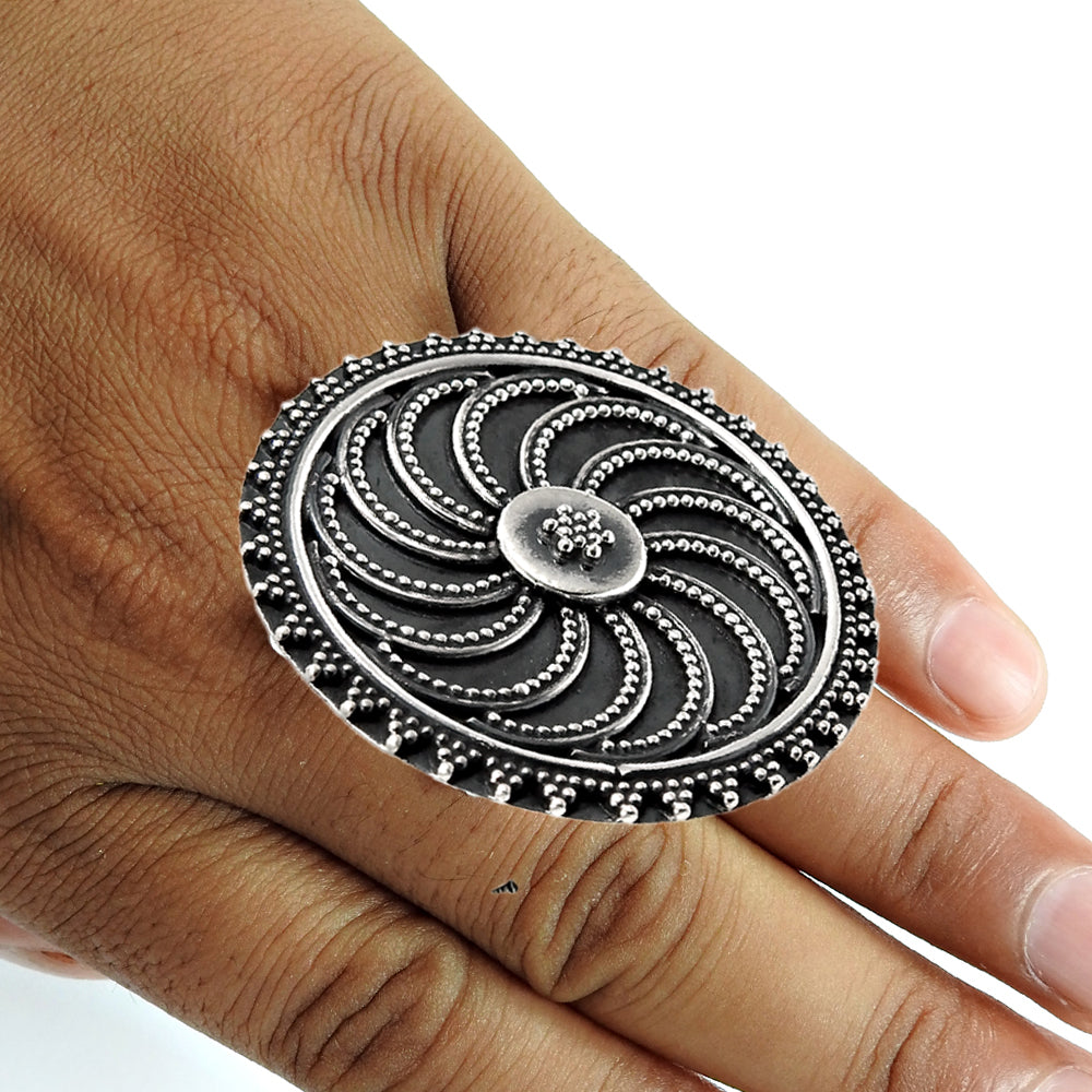 Cocktail Ring 925 Solid Sterling Silver Handmade Indian Jewelry B2