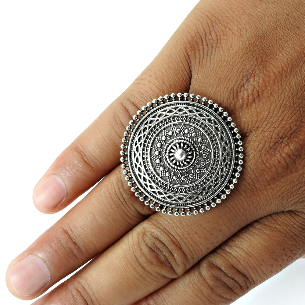 Cocktail Ring 925 Solid Sterling Silver Handmade Indian Jewelry