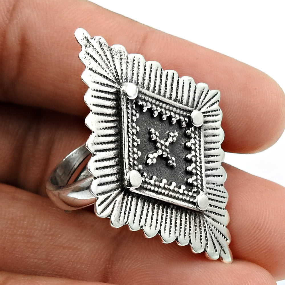 Handmade Indian Jewelry 925 Solid Sterling Silver Cocktail Ring Q2