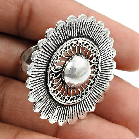 925 Sterling Silver Handcrafted Cocktail Ring Statement Jewelry
