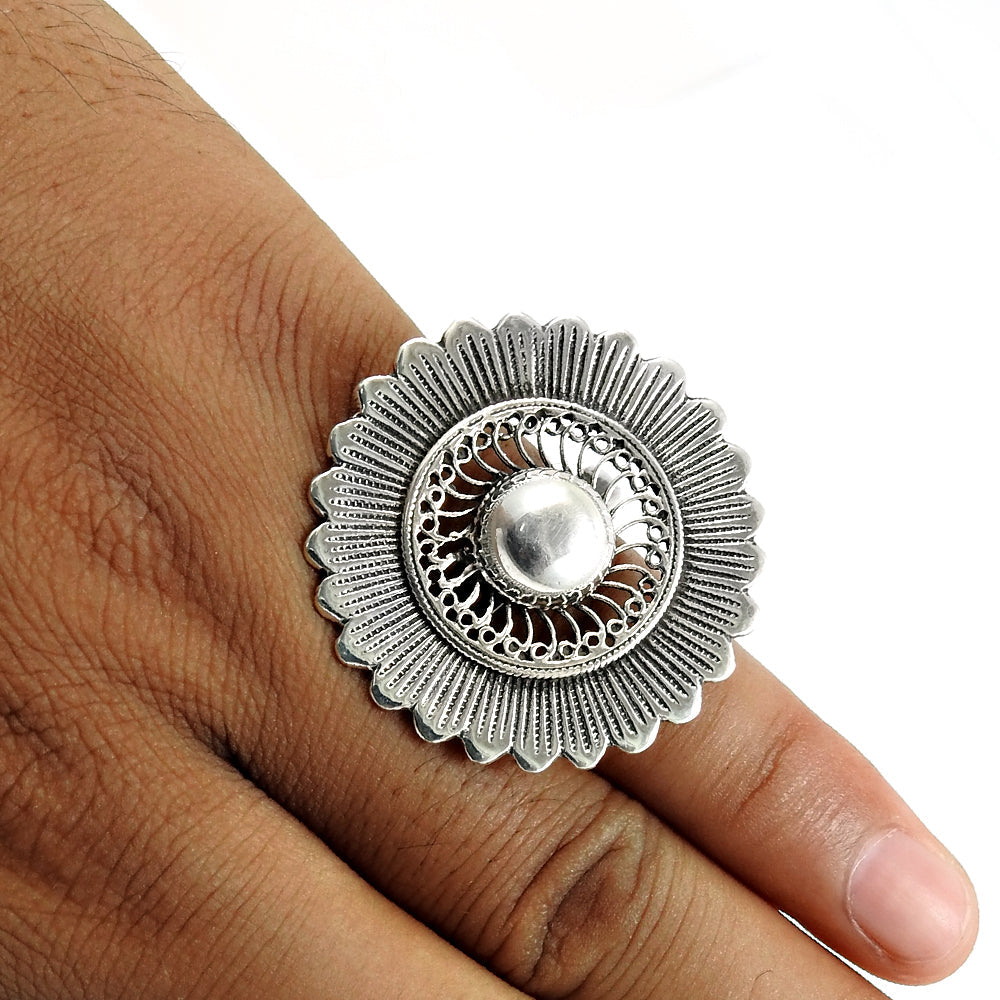 925 Sterling Silver Handcrafted Cocktail Ring Statement Jewelry