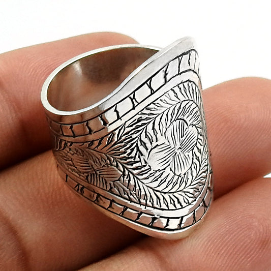 Indian Handmade 925 Solid Sterling Silver Engraved Ring