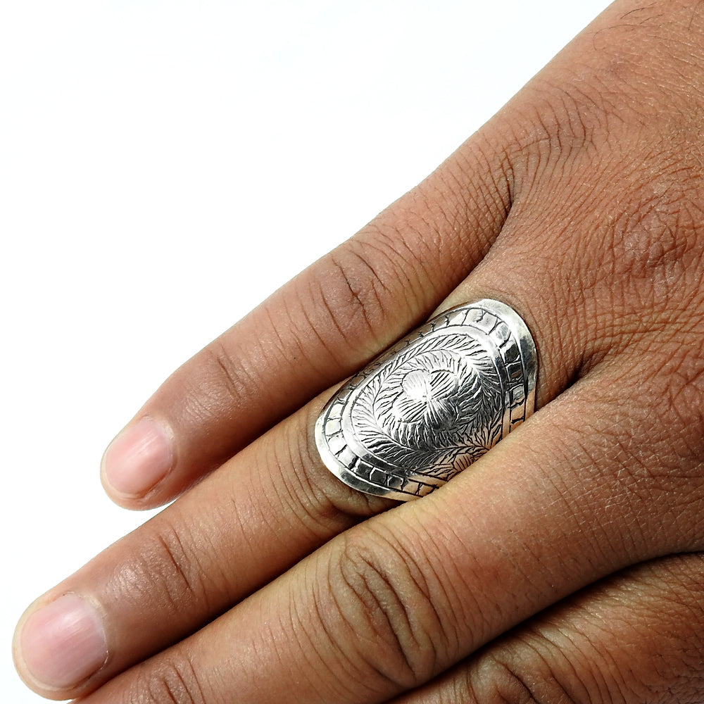 Indian Handmade 925 Solid Sterling Silver Engraved Ring