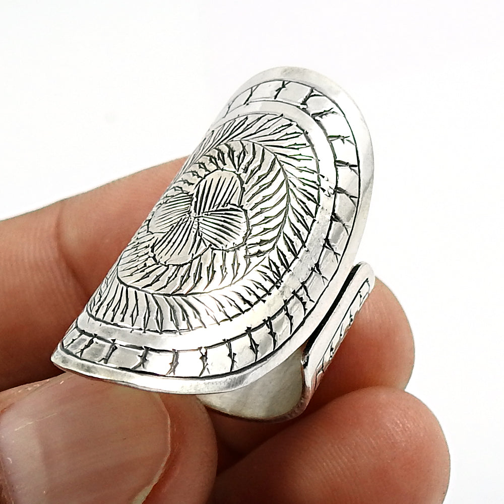 925 Solid Sterling Silver Jewelry Antique Artisan Ring B4