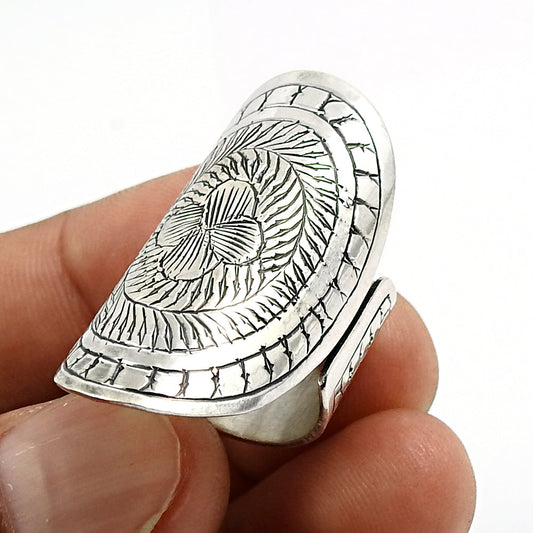 925 Solid Sterling Silver Jewelry Antique Artisan Ring B4