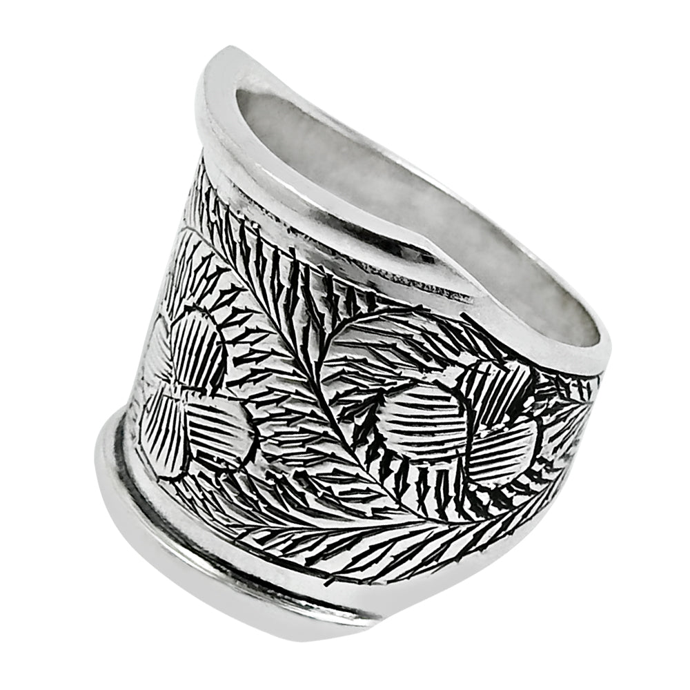 Handmade Indian 925 Solid Sterling Silver Engraved Ring