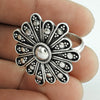Flower Ring Vintage 925 Silver Handmade Oxidized Band Woman Gift
