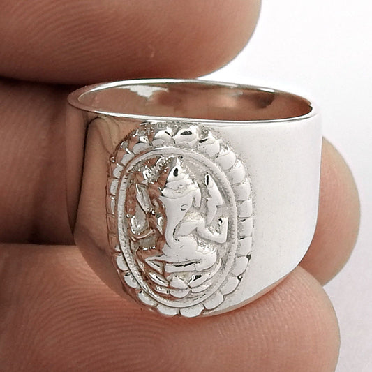 Vintage 925 Silver Lord Ganesha Ring Temple Jewelry