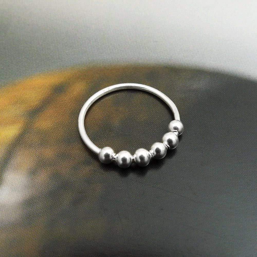 925 Sterling Silver Spinning Balls Handmade Ring
