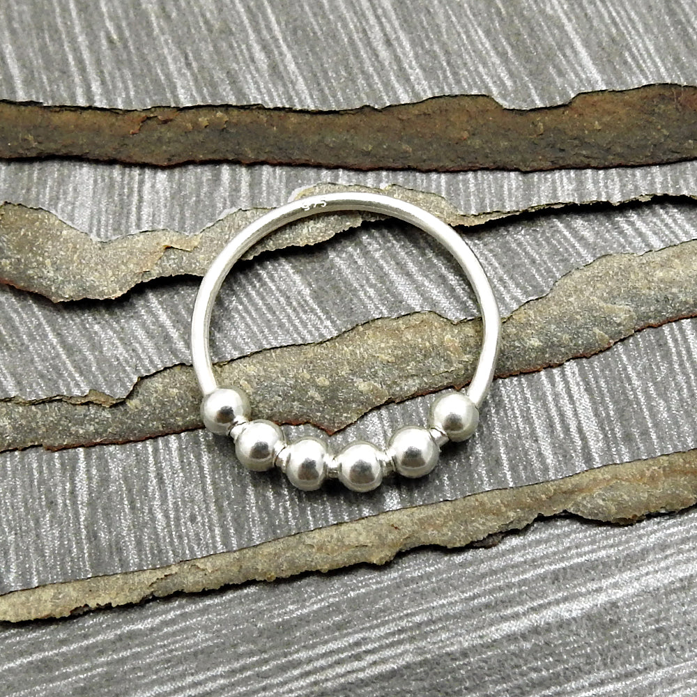 925 Sterling Silver Spinning Balls Handmade Ring