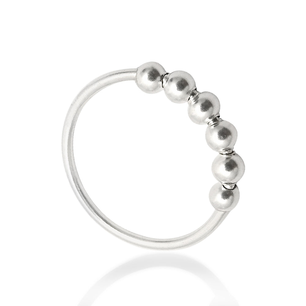 925 Sterling Silver Spinning Balls Handmade Ring