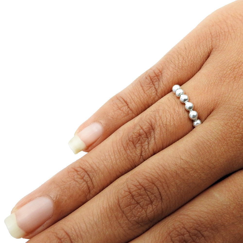 925 Sterling Silver Spinning Balls Handmade Ring