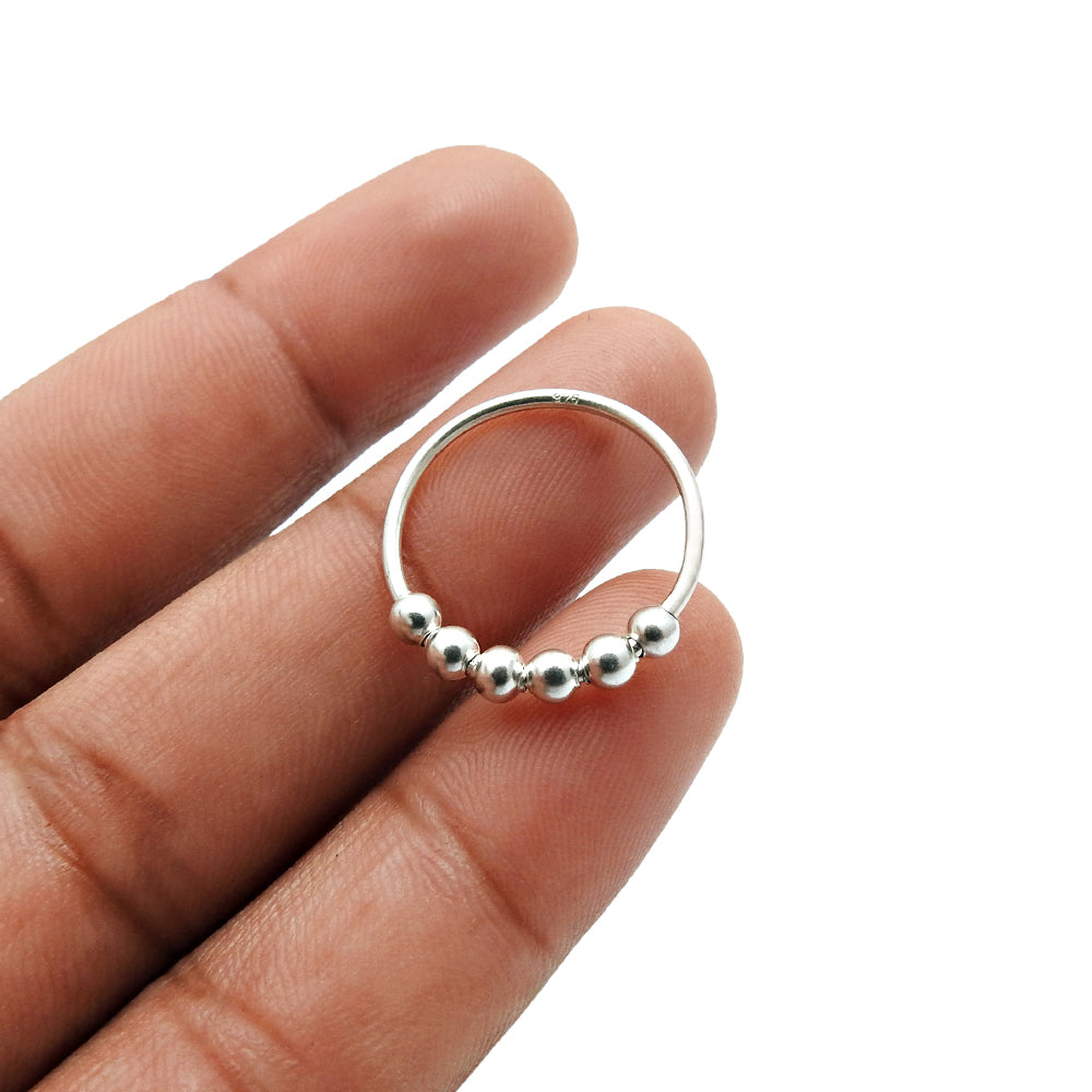 925 Sterling Silver Spinning Balls Handmade Ring