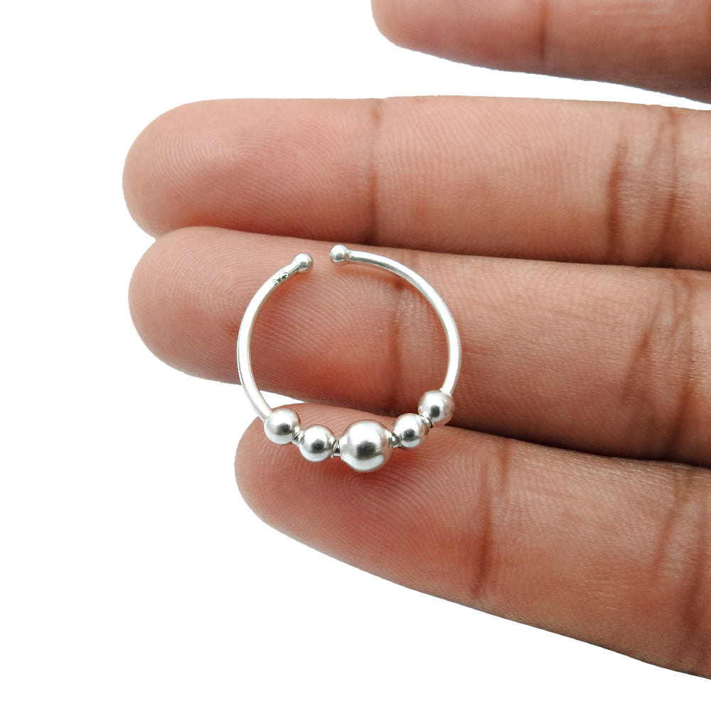 Solid 925 Sterling Silver Spinning Balls Ring Handmade Band