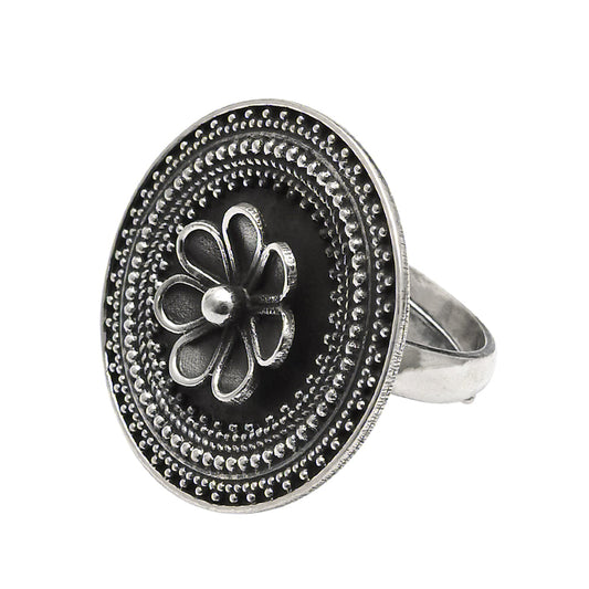Indian Artisan Jewelry 925 Solid Sterling Silver Cocktail Ring H92