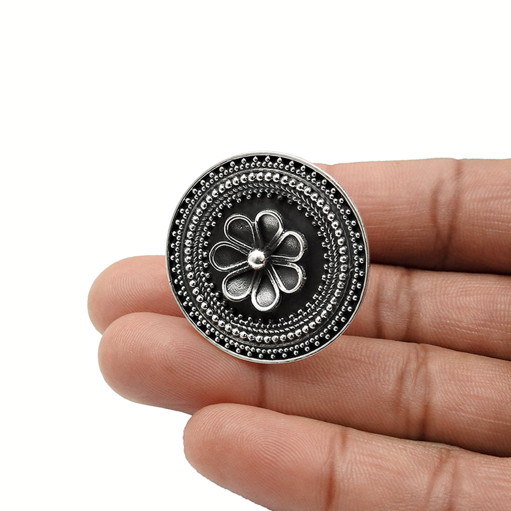 Indian Artisan Jewelry 925 Solid Sterling Silver Cocktail Ring H92