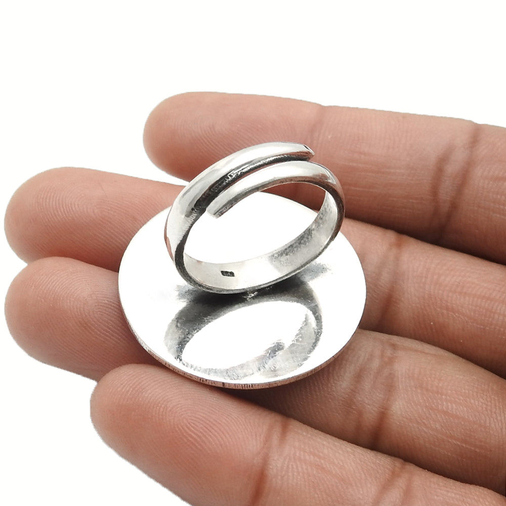 Indian Artisan Jewelry 925 Solid Sterling Silver Cocktail Ring H92