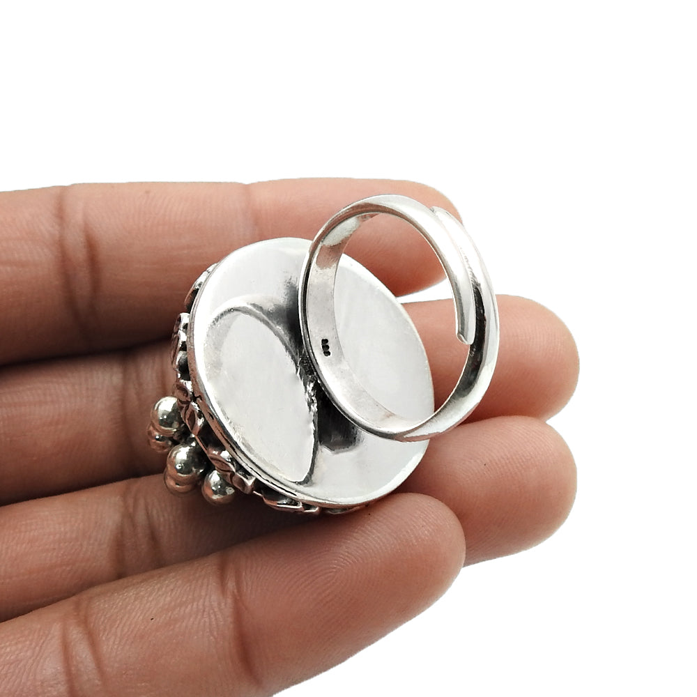 Antique Look Ring Oxidized 925 Solid Sterling Silver Adjustable Jewelry V77