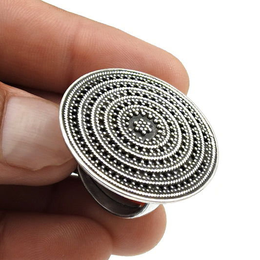 Solid 925 Sterling Silver Jewelry Statement Ring W9
