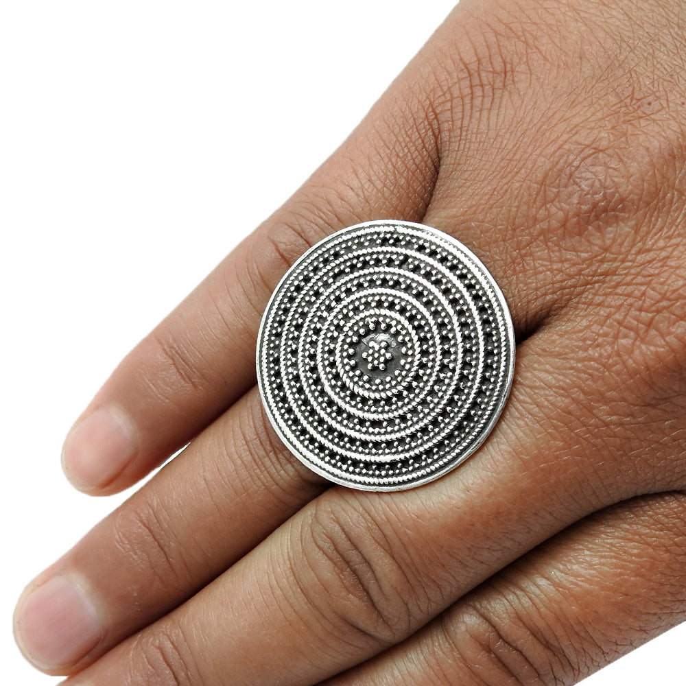 Solid 925 Sterling Silver Jewelry Statement Ring W9